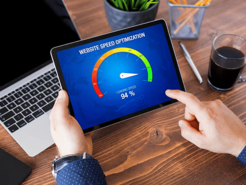 Website speed optimization service dashboard showing Core Web Vitals and PageSpeed scores