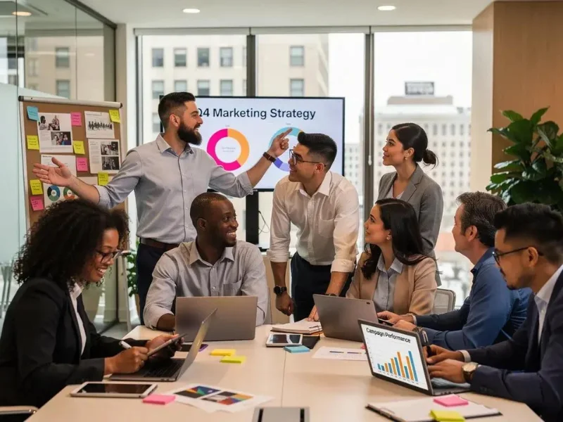 Marketing team collaborating on a digital marketing channel strategy