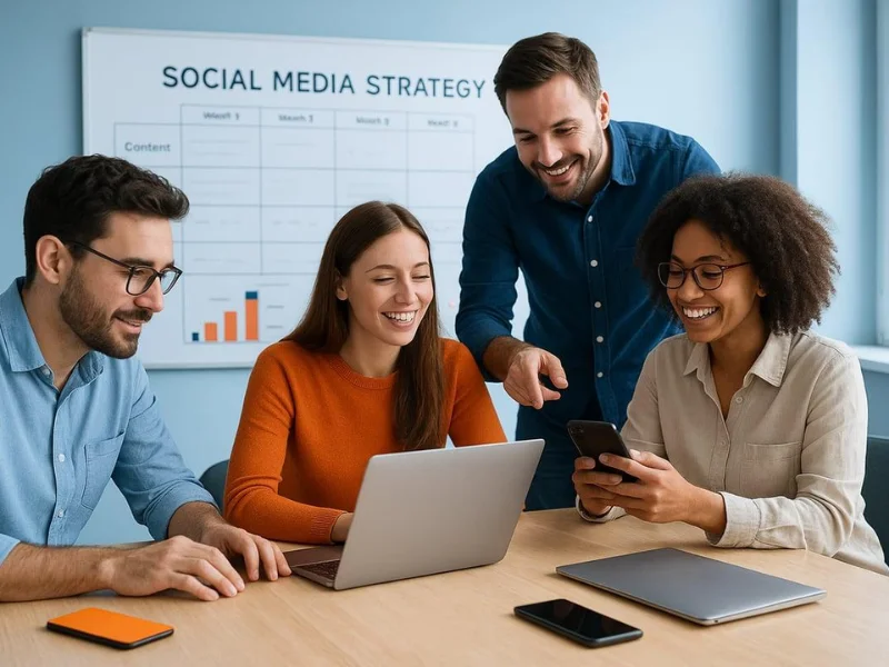 Social media marketing strategy meeting