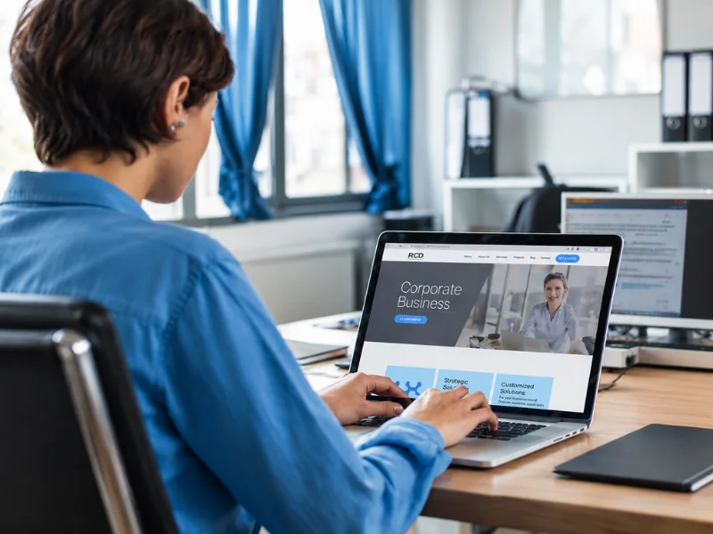 Business web design displayed on a laptop screen